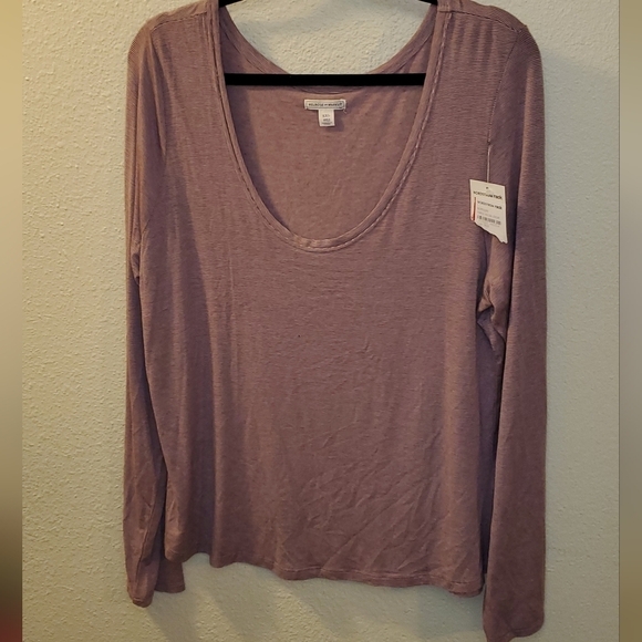 Melrose and Market Purple Striped long sleeve scoop neck top sz XXL - Picture 1 of 5